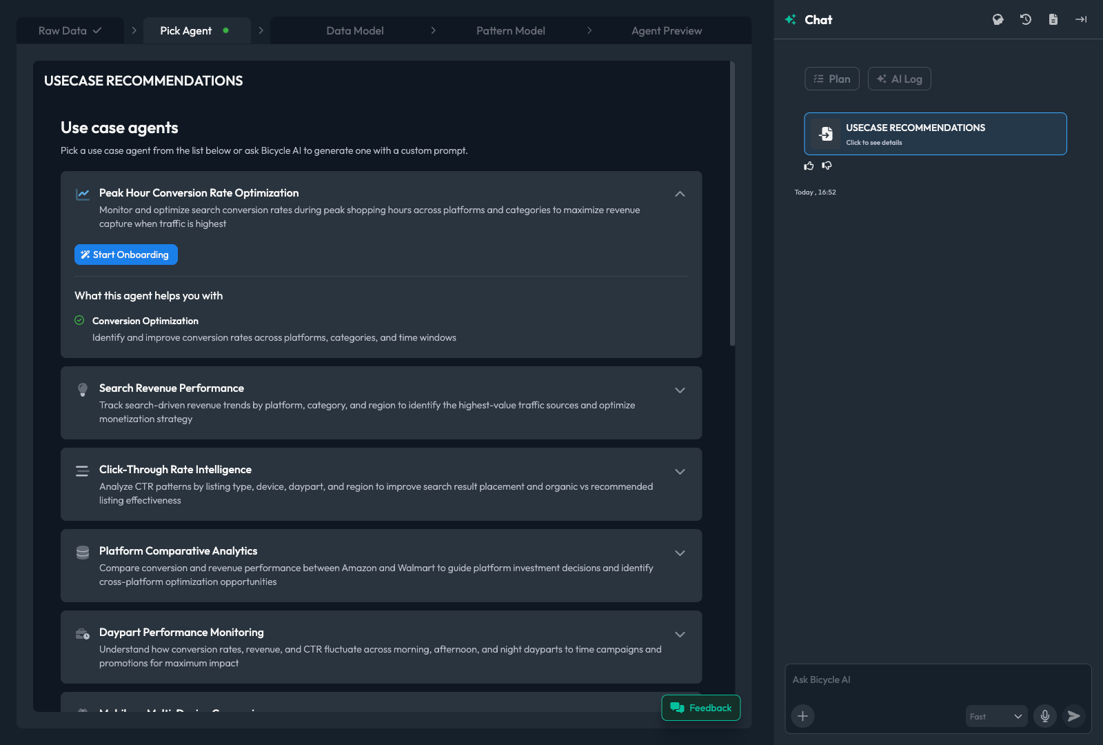 Bicycle generates your first working agent on your stack, for review